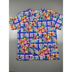 Scrub Station VS Collection Size Small Women's V Neck Scrub Top Floral Bright